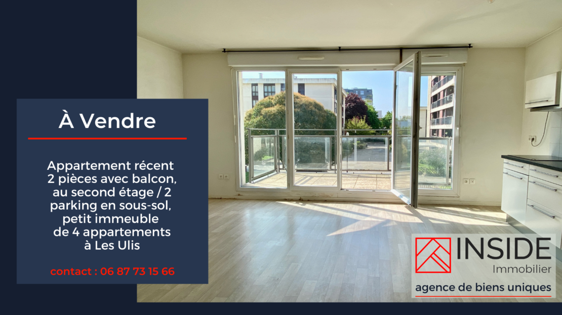 appartement à vendre dans un immeuble récent, séjour, et balcon par agence immobiliere Inside à Orsay